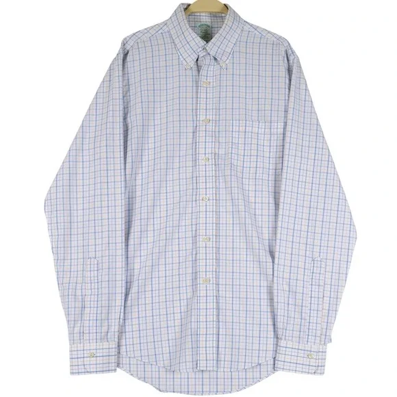 Brooks Brothers Classic Button Down Shirt Men 15 1/2-35 Blue Plaid Supima Cotton - Picture 1 of 8